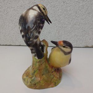 Royal Worcester Pied Woodpeckers - Bird Figurine